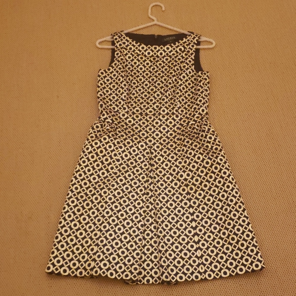 Lauren navy and gold dress